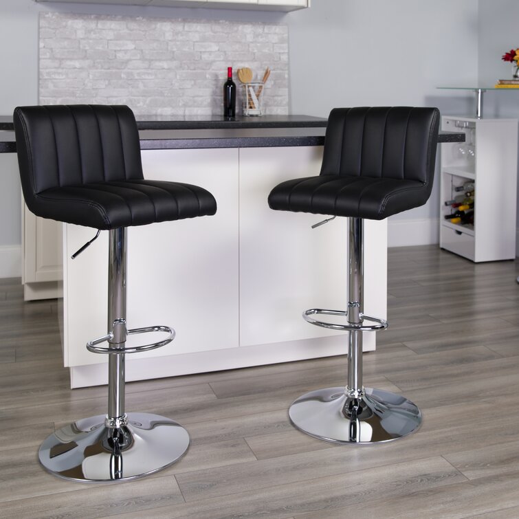 Winnols Contemporary Adjustable Height Barstool with Vertical Stitch Back Seat